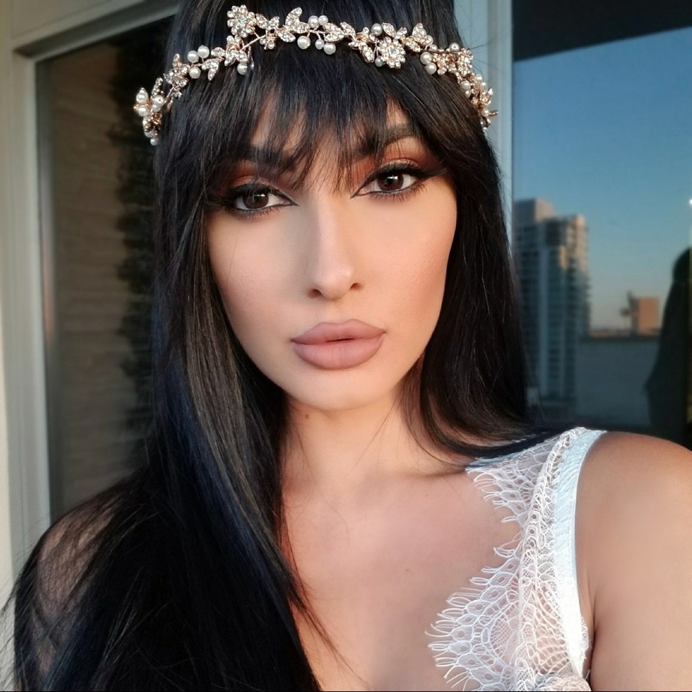 Gold or silver crystal and pearl vine headpiece